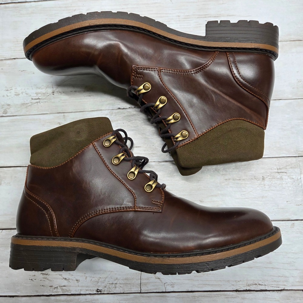 Kenneth Cole Reaction 213355 Ankle Boot Mens 11 Brown Olive Lug Sole